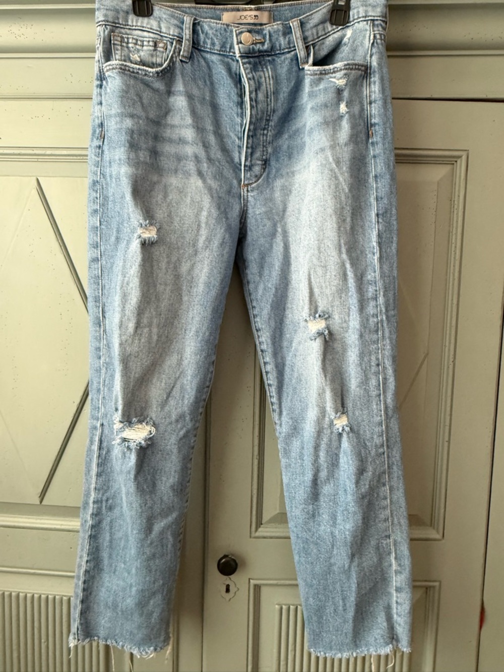 Joe's OG Delia Light Wash Distressed mid-high rise Straight Jeans